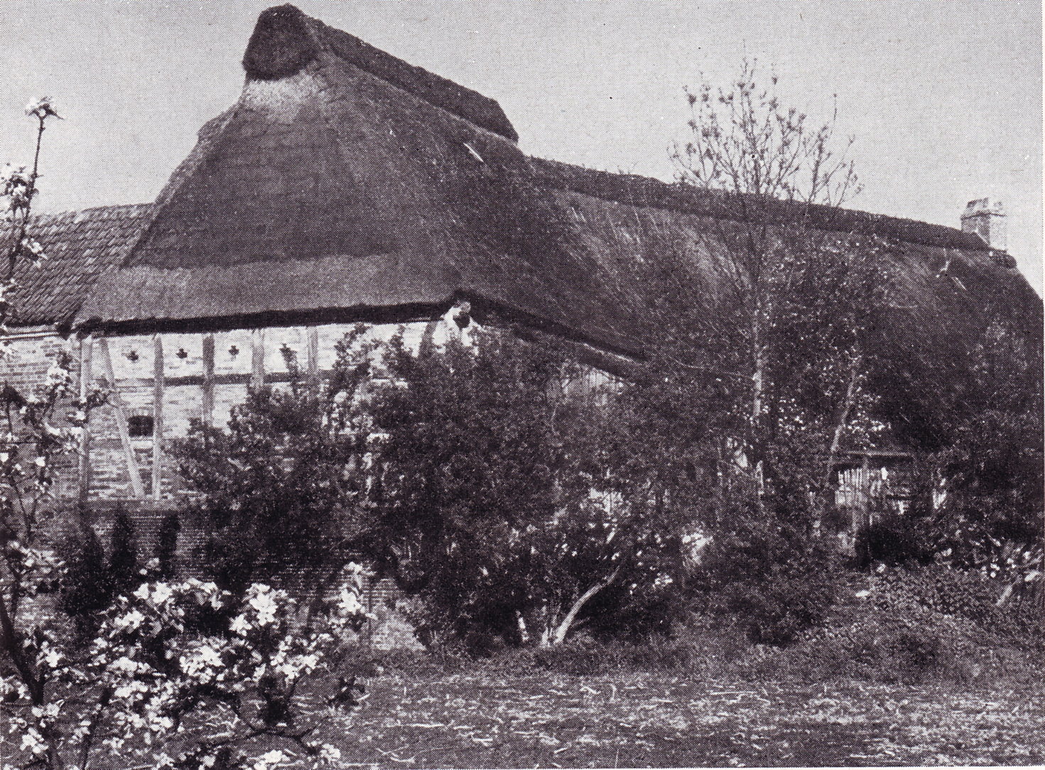 Der alte Kötnerhof Niederbüren 2, Feldseite / die Scheune ist z.T. auf Walfischknochen fundiert
