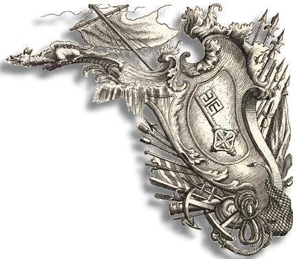 Der Bremer Schlüssel, alter Kupferstich mit Wappen