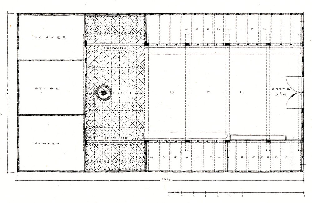 Grundriß vom Kötnerhaus Niederbüren 3 vor dem Umbau von 1906