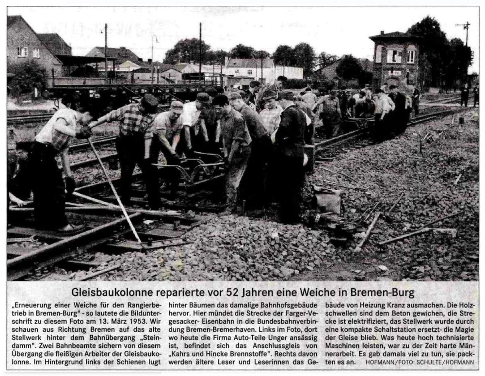 Weser-Kurier vom 2.4.2005 / Gleisbau Steindamm