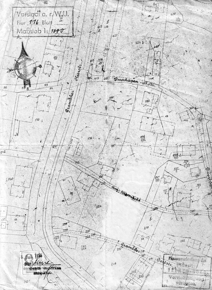 Katasterplan des Kurvenbereichs von 1956