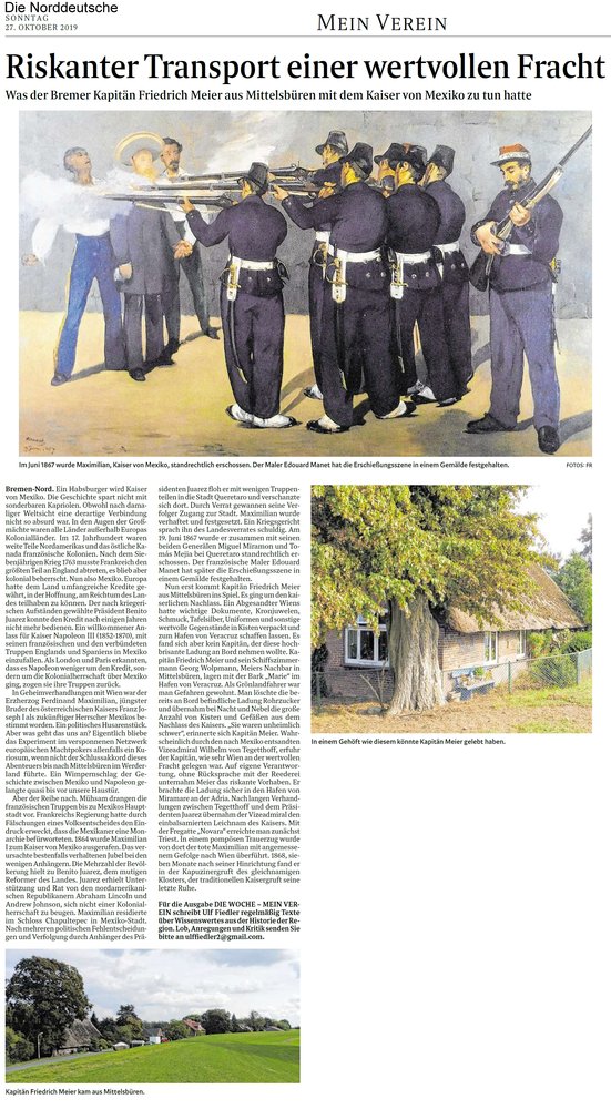 Zeitungsausschnitt aus der "Die Norddeutsche" vom 27.10.2019