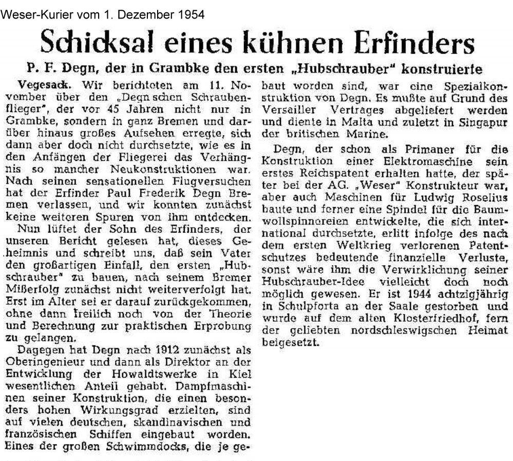 Bericht über Paul Frederik Degn