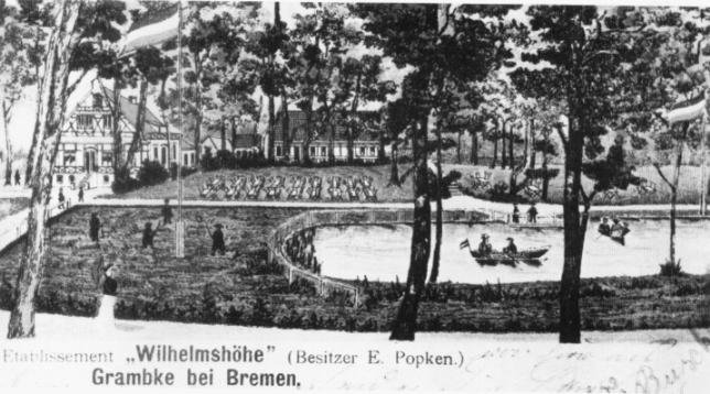 Das Etablissement "Wilhelmshöhe" am Grambker See , ein beliebtes Ausflugslokal.