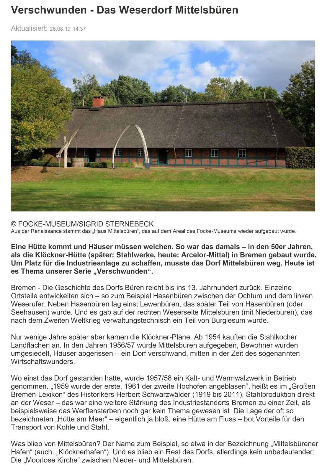 Verschwunden-Das Dorf Mittelsbüren-Kreiszeitung-27.8.2019