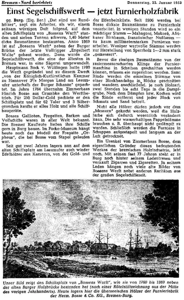 Weser-Kurier vom 22.Januar 1953