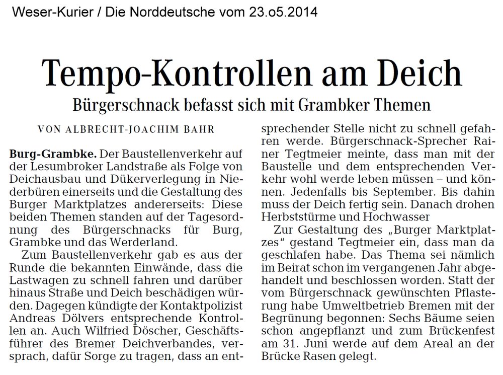 Tempo-Kontrollen am Deich