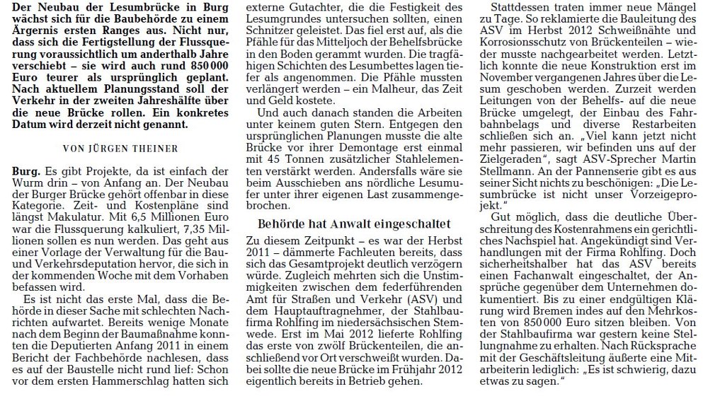 Die Norddeutsche vom 5.4.2013