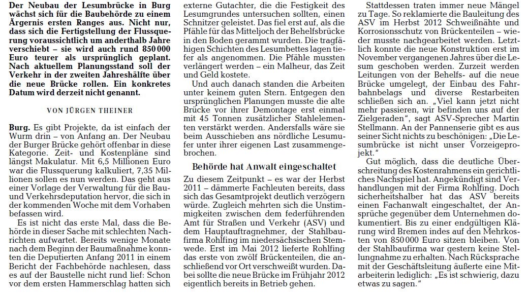 Die Norddeutsche vom 5.4.2013