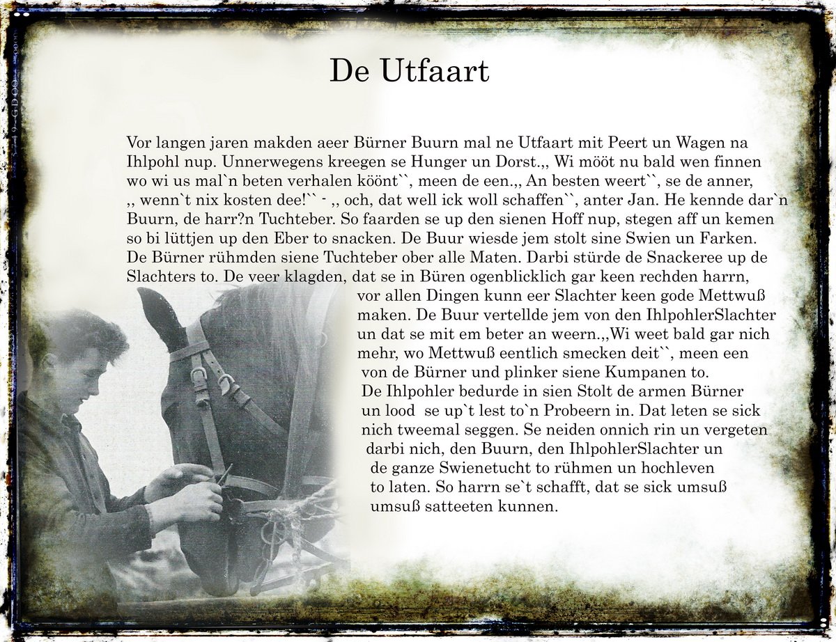 Der Junge Mann mit dem Pferd ist Dietrich Heumann, er tritt heute immer noch unter den Namen "Dididoktor" mit Plattdeutschen Liedern und Geschichten auf. / Foto: Bernhard Meier