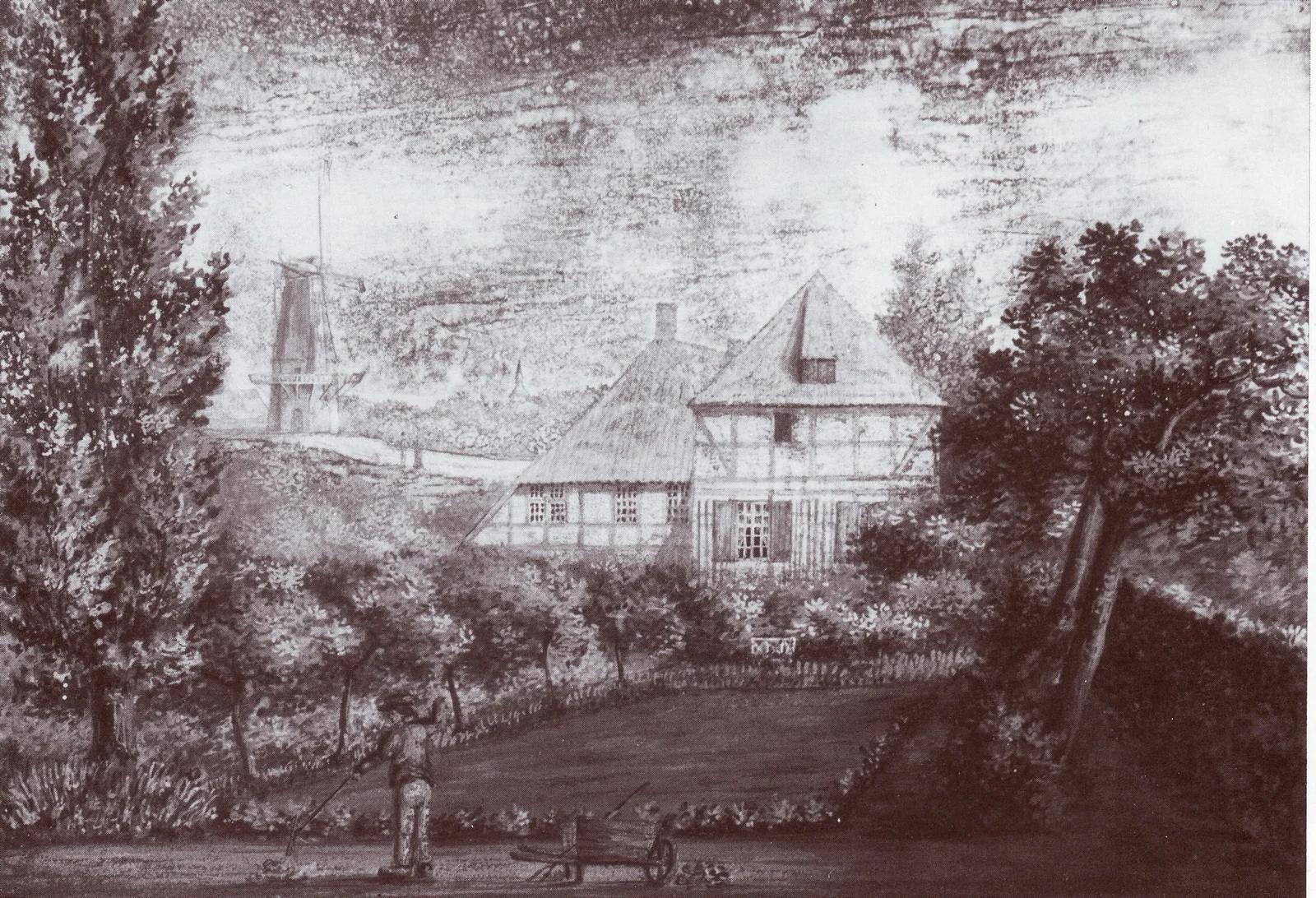 Zeichnung des Ritterhauses Marßel / 1838