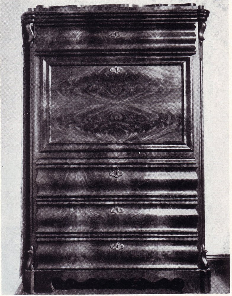 Schreibschrank von poliertem Nußbaum, um 1860 aus dem Bauernhause Mittelsbüren 13 Mittelsbüren 12